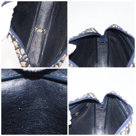 Christian Dior Trotter Canvas Shoulder Bag Navy Gold Auth 146485 - Picture 15 of 16